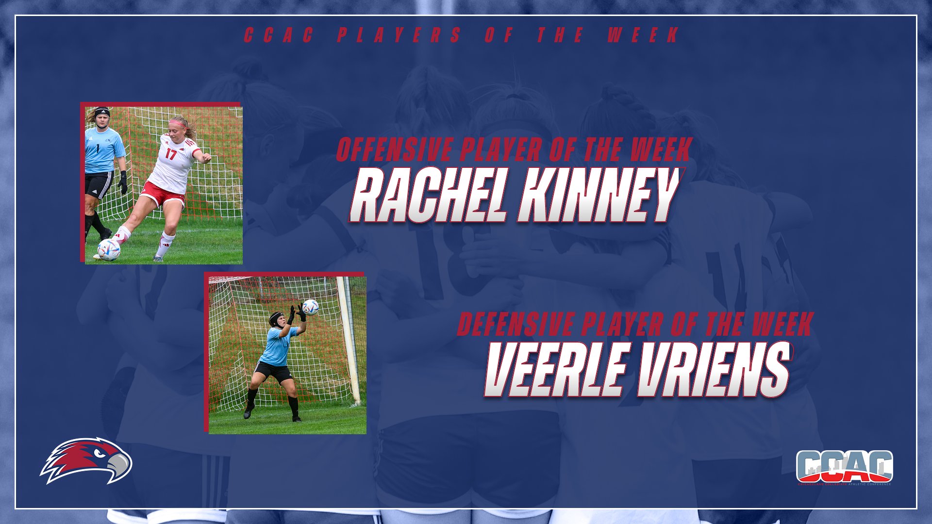 Kinney, Vriens Named CCAC Players of the Week